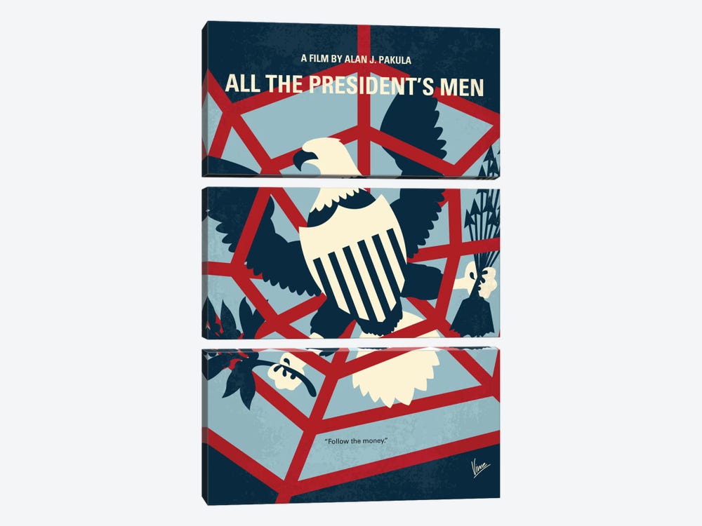 All The President's Men Minimal Movie Poster by Chungkong 3-piece Canvas Art Print