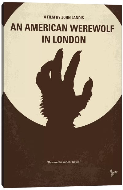 An American Werewolf In London Minimal Movie Poster Canvas Art Print - Horror Minimalist Movie Posters