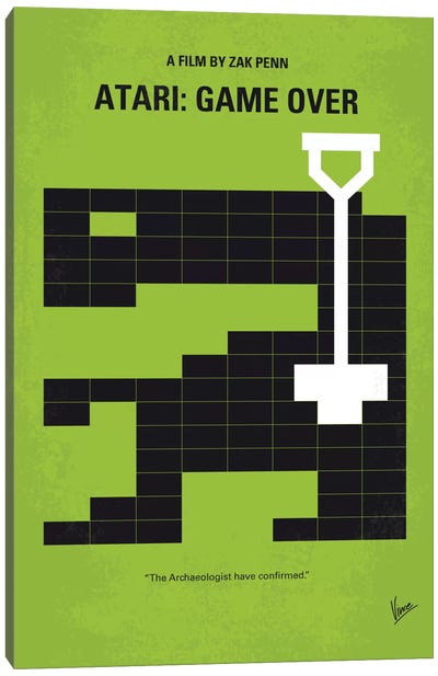 Atari: Game Over Minimal Movie Poster Canvas Art Print - Fresh & Funky Greenery