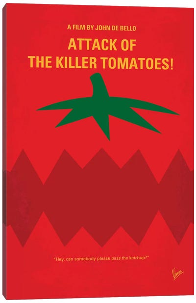 Attack Of The Killer Tomatoes Minimal Movie Poster Canvas Art Print - Horror Minimalist Movie Posters