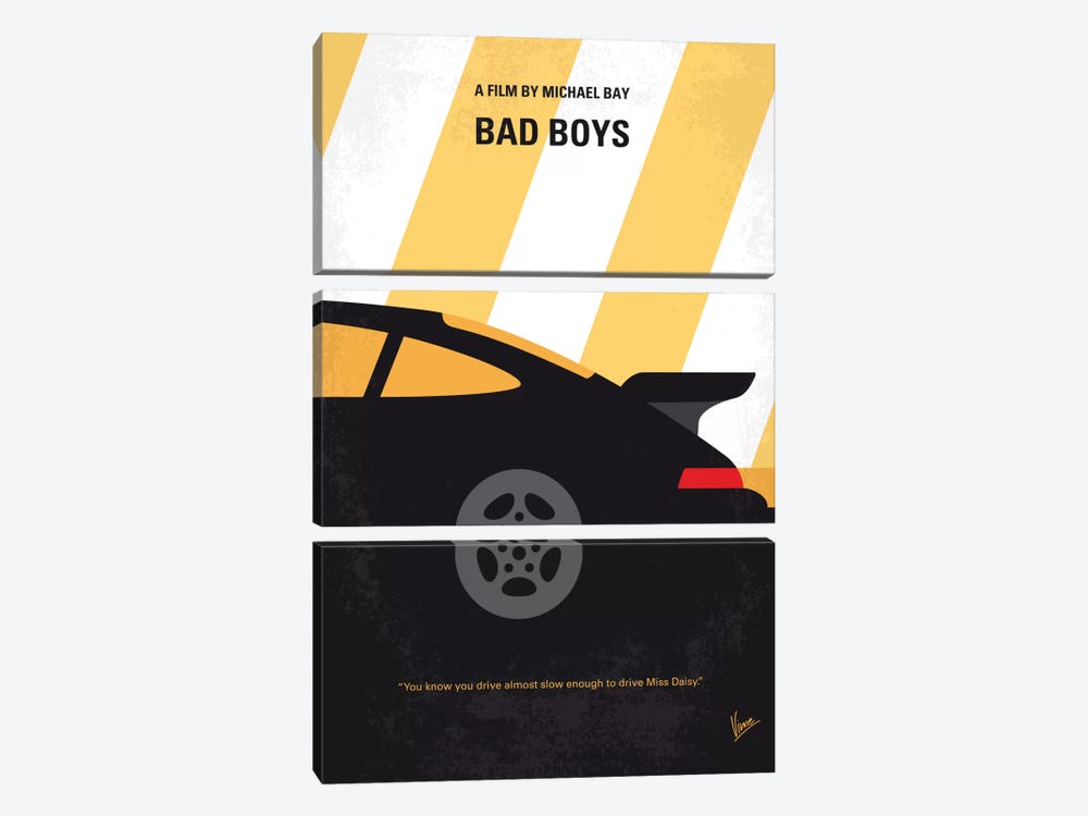 Bad Boys Minimal Movie Poster by Chungkong 3-piece Canvas Wall Art