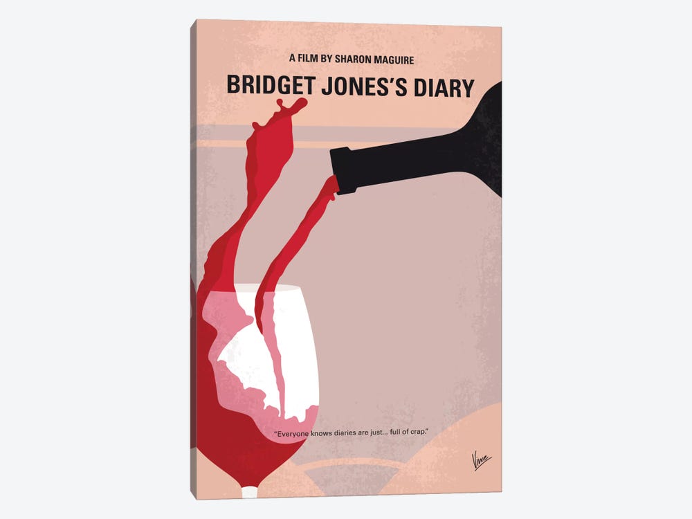 Bridget Jones's Diary Minimal Movie Poster by Chungkong 1-piece Canvas Art