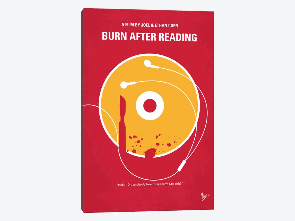 Burn After Reading Minimal Movie Poster by Chungkong 1-piece Canvas Art Print
