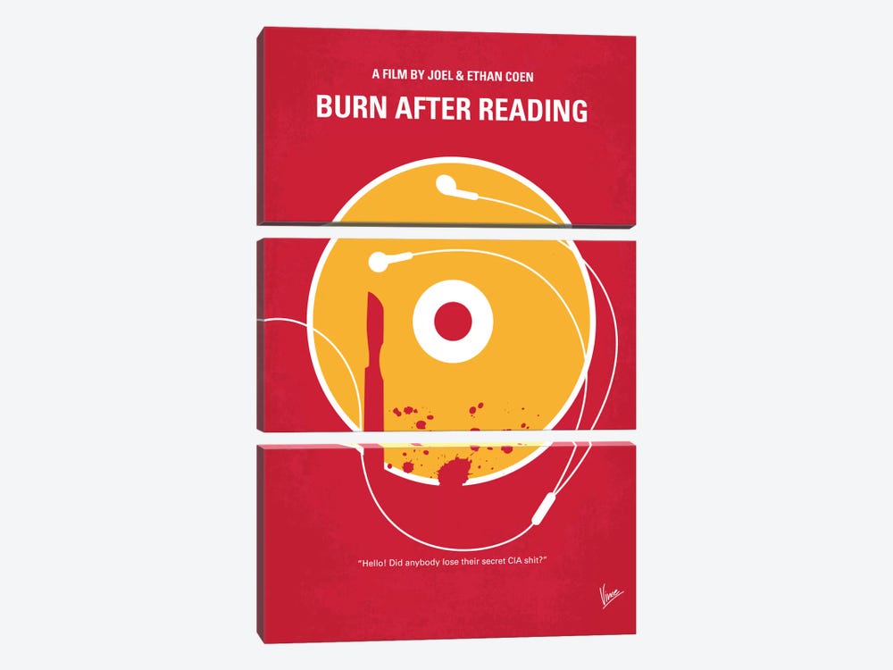 Burn After Reading Minimal Movie Poster by Chungkong 3-piece Canvas Print