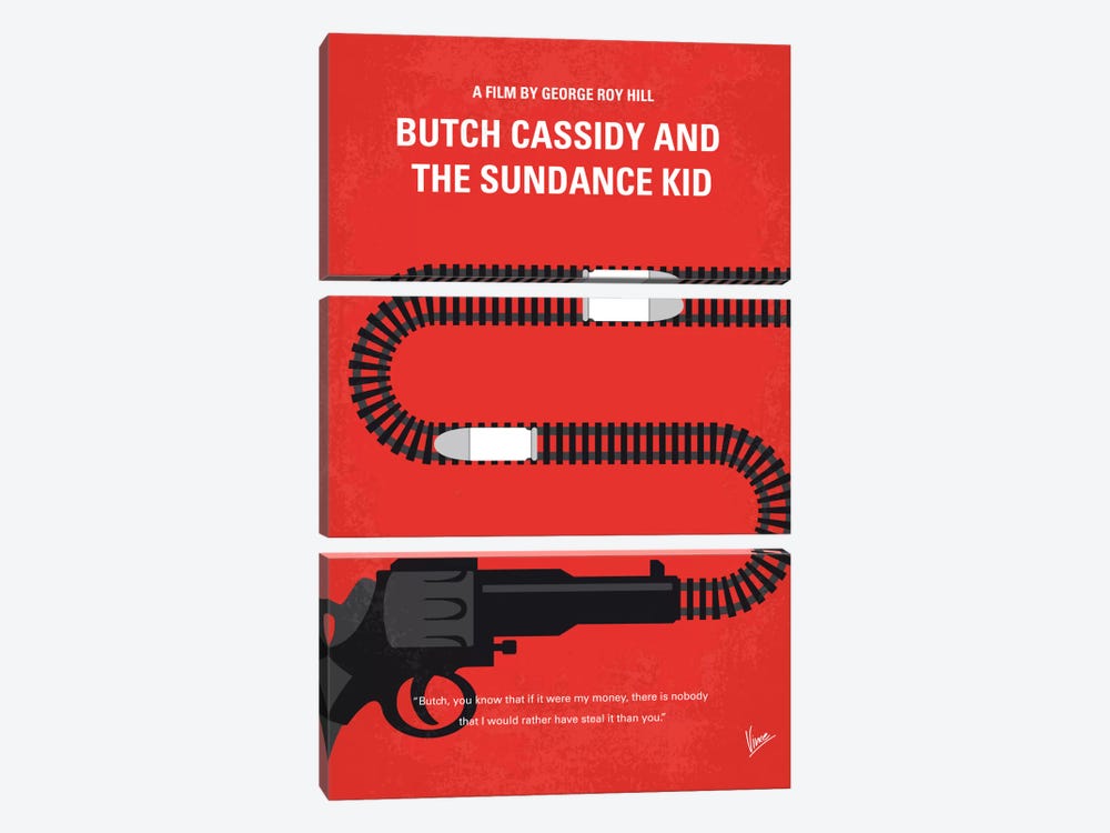 Butch Cassidy And The Sundance Kid Minimal Movie Poster by Chungkong 3-piece Canvas Wall Art