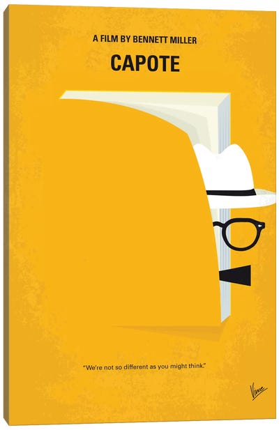 Capote Minimal Movie Poster Canvas Art Print - Dramas Minimalist Movie Posters