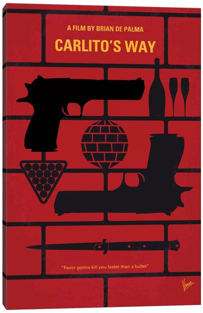 Carlito's Way Minimal Movie Poster Canvas Art Print - Weapons & Artillery Art