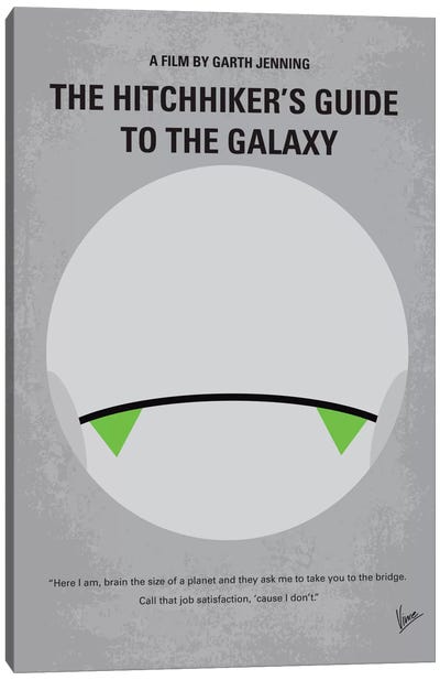 The Hitchhiker's Guide To The Galaxy Minimal Movie Poster Canvas Art Print - Action & Adventure Minimalist Movie Posters