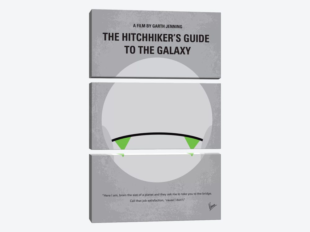 The Hitchhiker's Guide To The Galaxy Minimal Movie Poster by Chungkong 3-piece Canvas Art