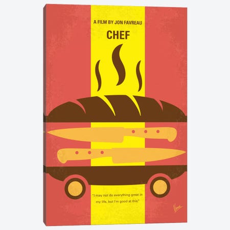 Chef Minimal Movie Poster Canvas Print #CKG510} by Chungkong Canvas Art Print