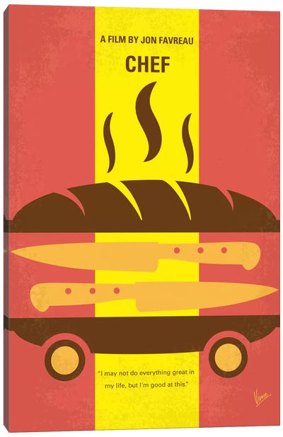Chef Minimal Movie Poster Canvas Art Print - Sandwiches