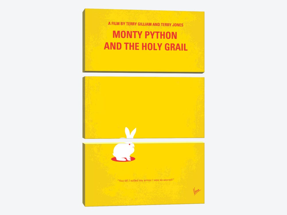 Monty Python And The Holy Grail Minimal Movie Poster by Chungkong 3-piece Canvas Art Print
