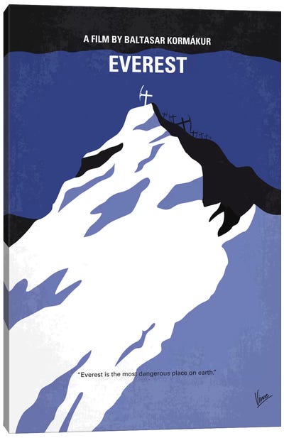 Everest Minimal Movie Poster Canvas Art Print - Mount Everest