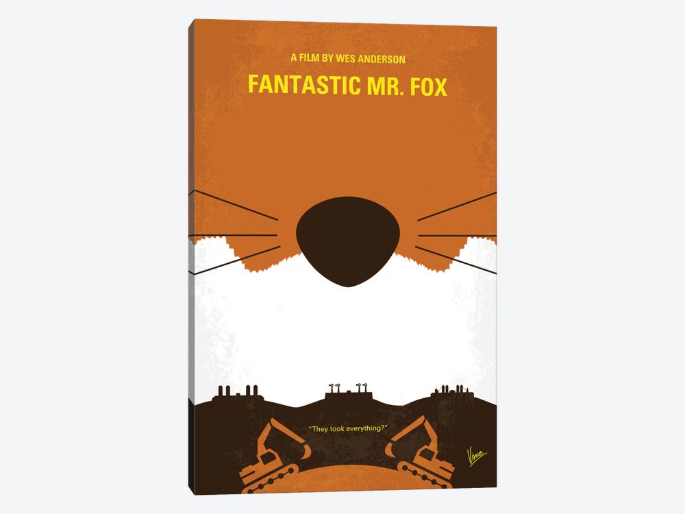 Fantastic Mr. Fox Minimal Movie Poster by Chungkong 1-piece Canvas Wall Art