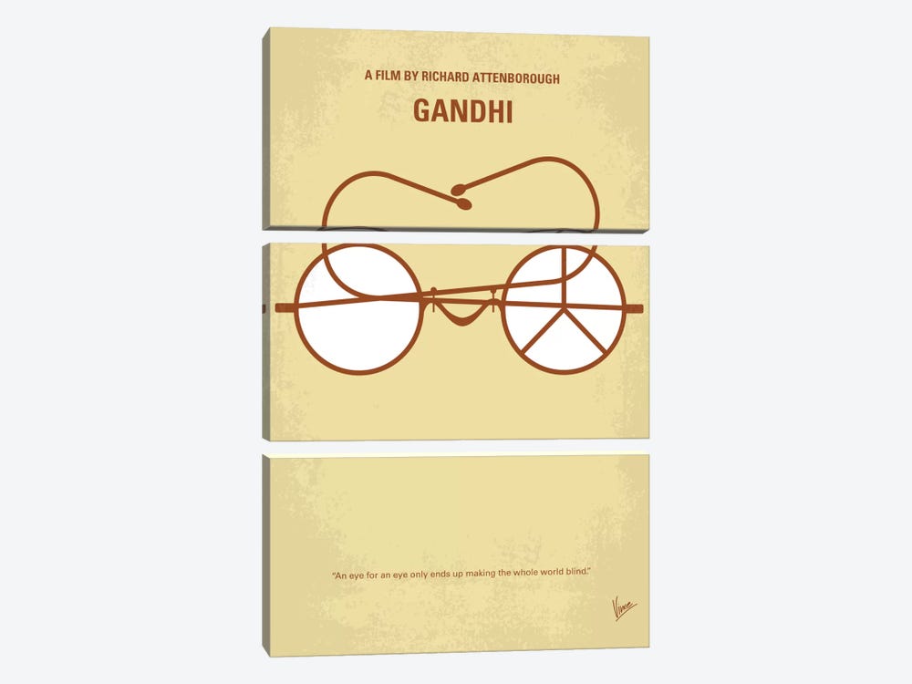 Gandhi Minimal Movie Poster by Chungkong 3-piece Canvas Art Print