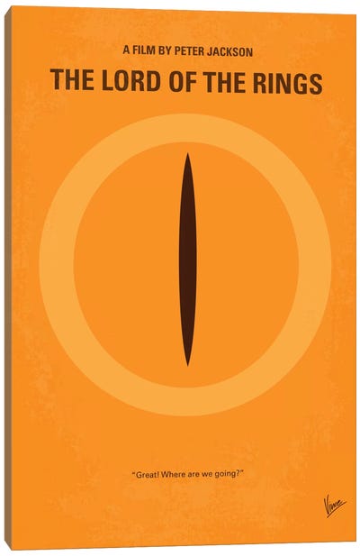 Lord Of The Rings Minimal Movie Poster Canvas Art Print - Orange Art