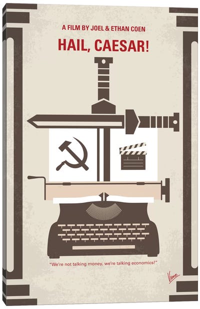 Hail, Caesar! Minimal Movie Poster Canvas Art Print - Typewriters