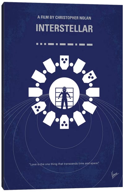 Interstellar Minimal Movie Poster Canvas Art Print - Science Fiction Movie Art
