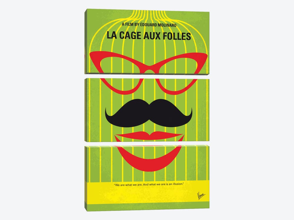 La Cage Aux Folles Minimal Movie Poster by Chungkong 3-piece Canvas Art