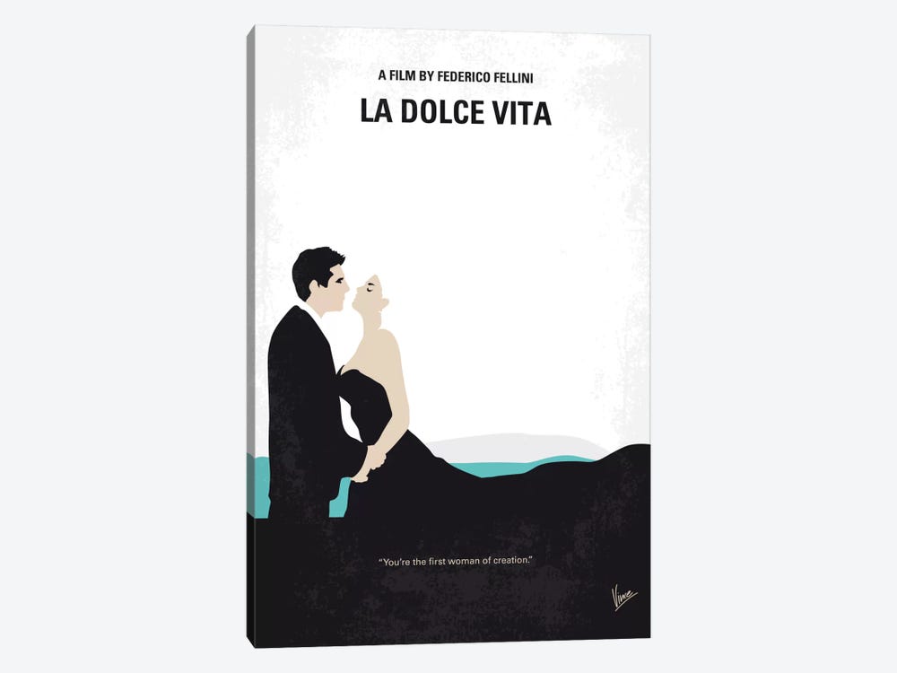 La Dolce Vita Minimal Movie Poster by Chungkong 1-piece Canvas Print