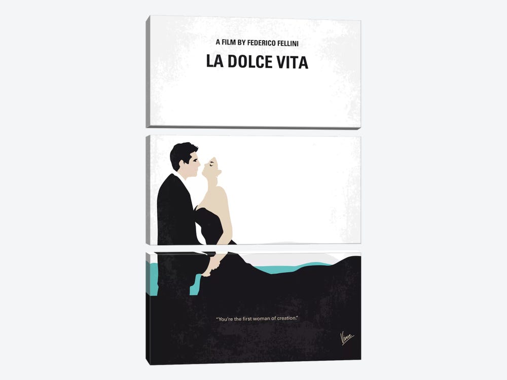 La Dolce Vita Minimal Movie Poster by Chungkong 3-piece Canvas Print