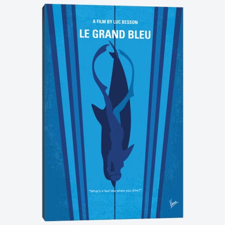 Le Grand Bleu (The Big Blue) Minimal Movie Poster Canvas Print #CKG575} by Chungkong Canvas Art