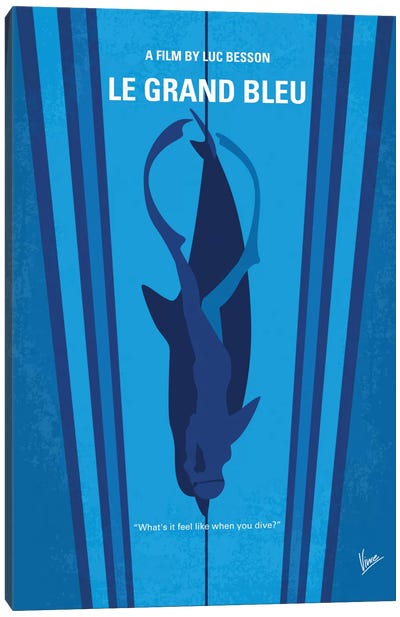 Le Grand Bleu (The Big Blue) Minimal Movie Poster Canvas Art Print - Dramas Minimalist Movie Posters
