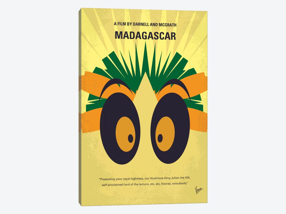 Madagascar Minimal Movie Poster by Chungkong 1-piece Canvas Art Print