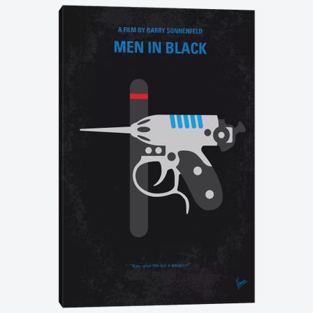 Men In Black Minimal Movie Poster Canvas Print #CKG584} by Chungkong Art Print