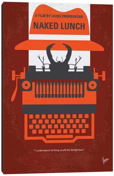 Naked Lunch Minimal Movie Poster Canvas Art Print - Typewriters