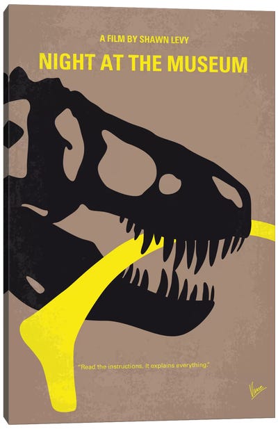 Night At The Museum Minimal Movie Poster Canvas Art Print - Tyrannosaurus Rex Art