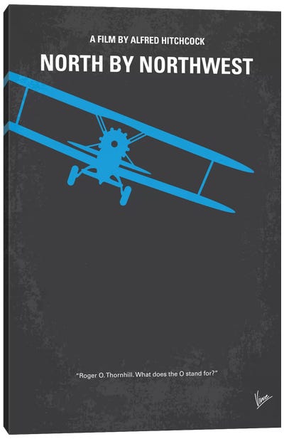 North By Northwest Minimal Movie Poster Canvas Art Print - Airplane Art