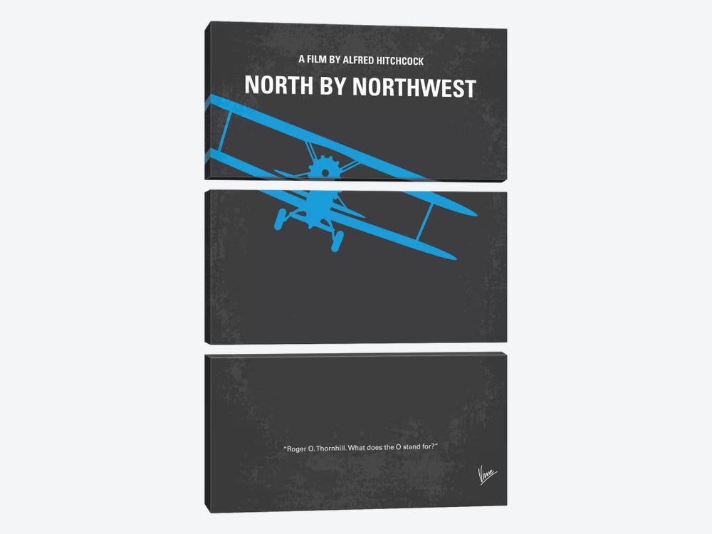 North By Northwest Minimal Movie Poster by Chungkong 3-piece Canvas Wall Art