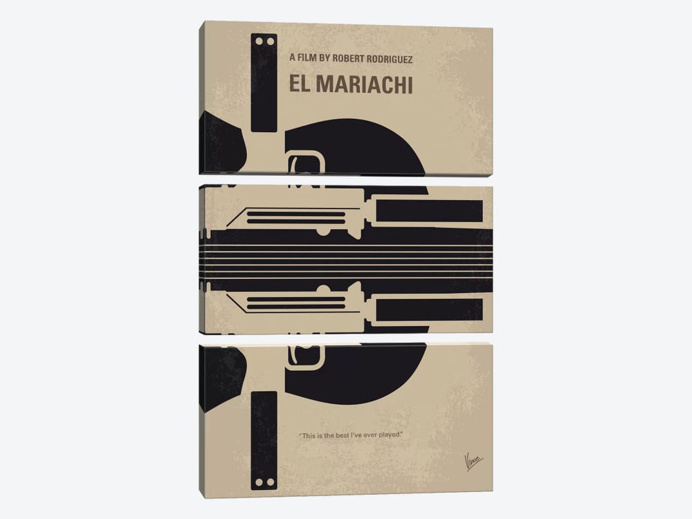 El Mariachi Minimal Movie Poster by Chungkong 3-piece Canvas Art