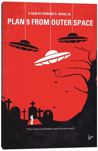 Plan 9 From Outer Space Minimal Movie Poster Canvas Art Print - Fantasy Minimalist Movie Posters