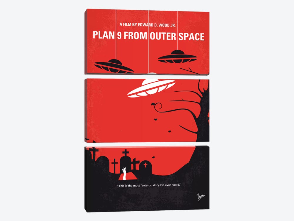 Plan 9 From Outer Space Minimal Movie Poster by Chungkong 3-piece Canvas Art Print