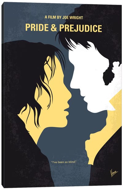 Pride And Prejudice Minimal Movie Poster Canvas Art Print - Romantic Novels