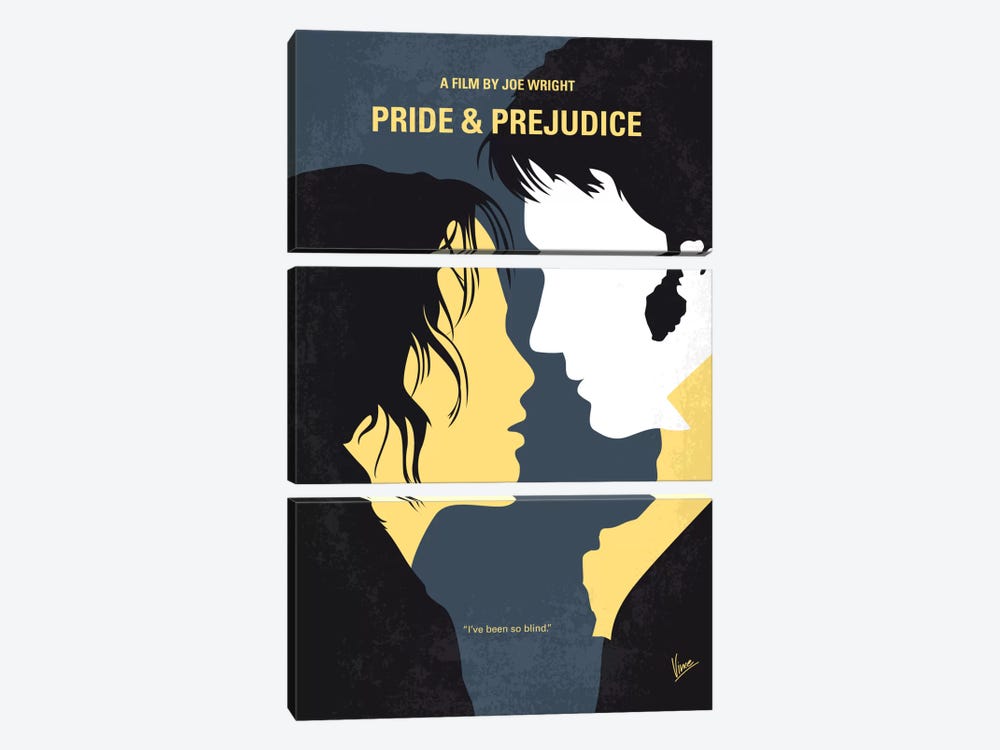 Pride And Prejudice Minimal Movie Poster by Chungkong 3-piece Canvas Art Print