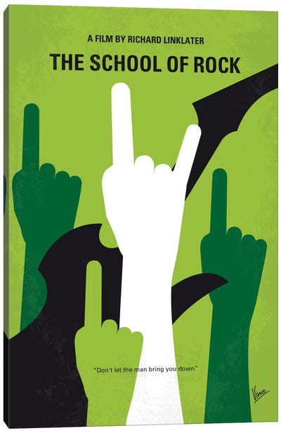 School Of Rock Minimal Movie Poster Canvas Art Print - Fresh & Funky Greenery