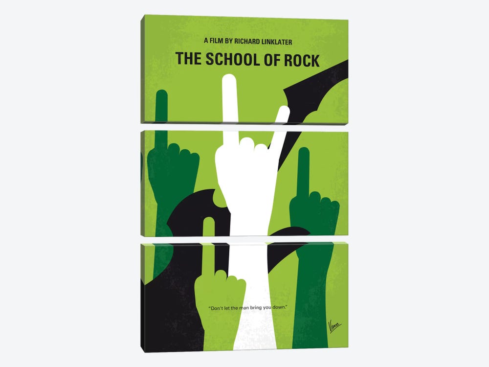School Of Rock Minimal Movie Poster by Chungkong 3-piece Canvas Art