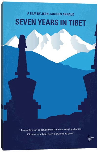 Seven Years In Tibet Minimal Movie Poster Canvas Art Print - Dramas Minimalist Movie Posters