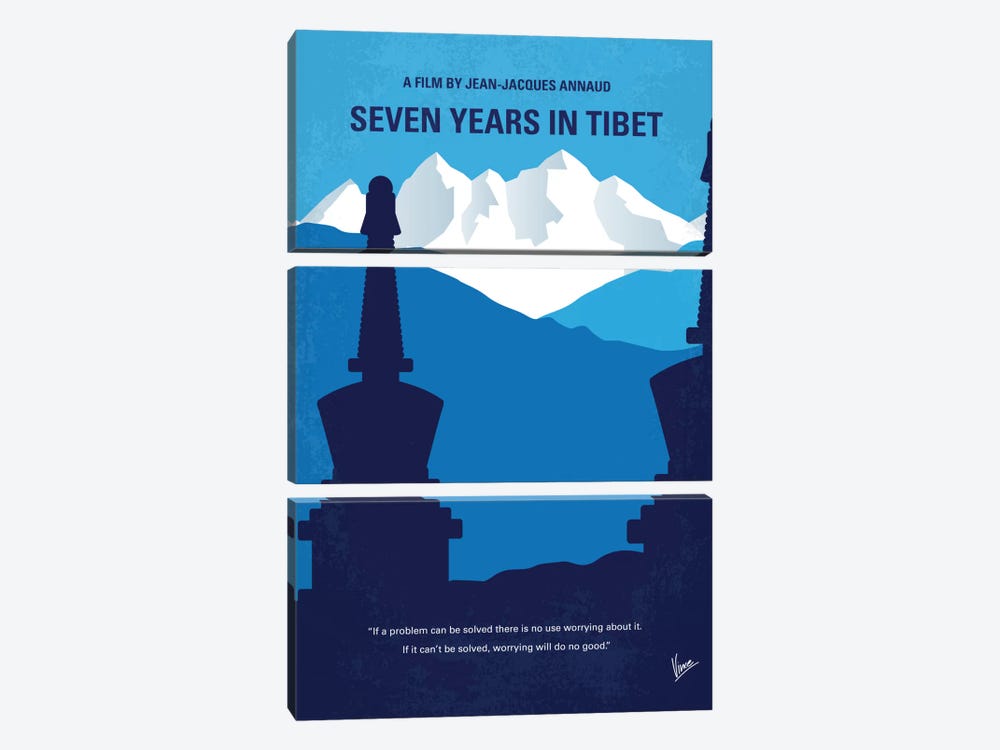 Seven Years In Tibet Minimal Movie Poster by Chungkong 3-piece Canvas Print