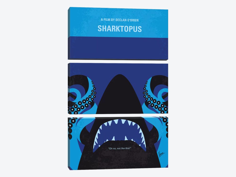 Sharktopus Minimal Movie Poster by Chungkong 3-piece Canvas Print