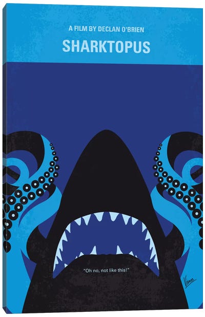 Sharktopus Minimal Movie Poster Canvas Art Print - Horror Minimalist Movie Posters