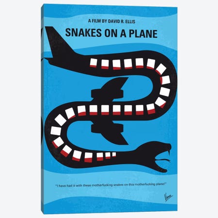 Snakes On A Plane Minimal Movie Poster Canvas Print #CKG620} by Chungkong Canvas Print
