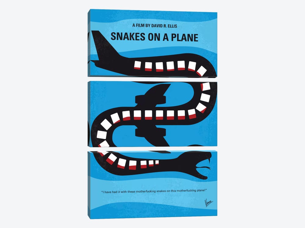 Snakes On A Plane Minimal Movie Poster by Chungkong 3-piece Art Print