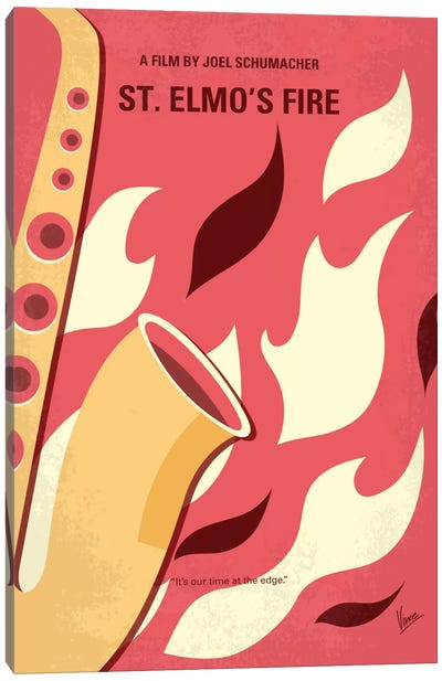 St. Elmo's Fire Minimal Movie Poster Canvas Art Print - Saxophone Art