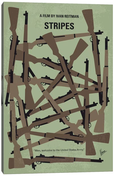 Stripes Minimal Movie Poster Canvas Art Print - Weapons & Artillery Art