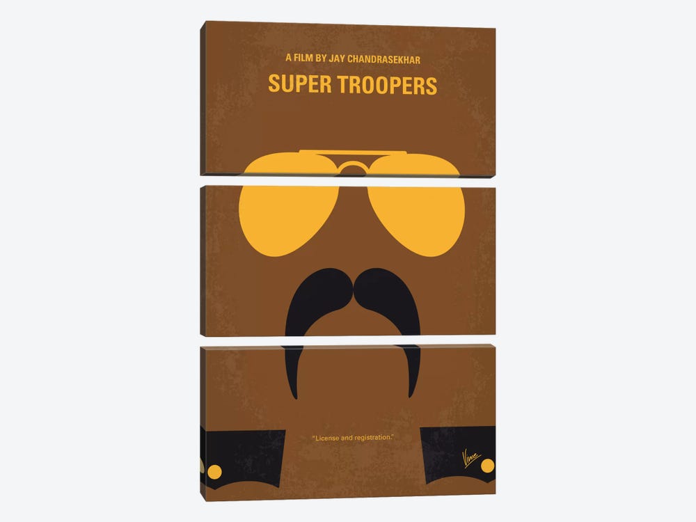 Super Troopers Minimal Movie Poster by Chungkong 3-piece Canvas Print