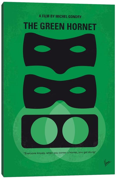 The Green Hornet Minimal Movie Poster Canvas Art Print - Action & Adventure Minimalist Movie Posters